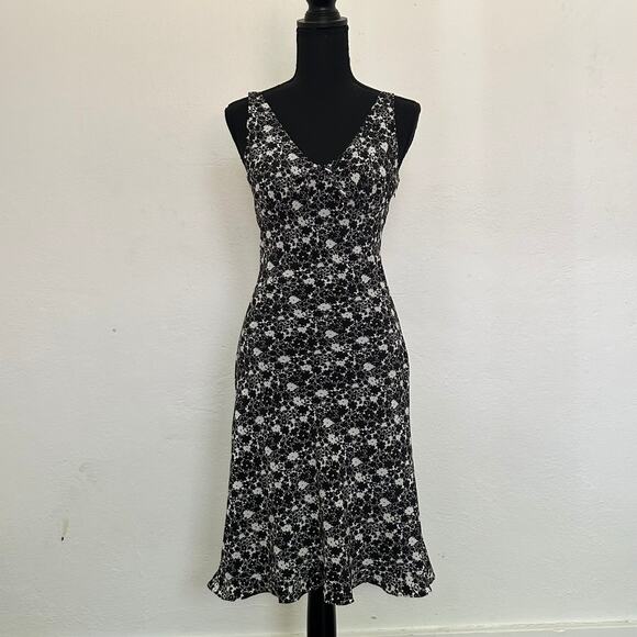 90s Y2K Express Black Floral Midi Dress - Picture 1 of 4